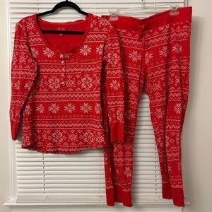 Victorias Secret Red Long Sleeve Pajama Set Women’s Size Large
